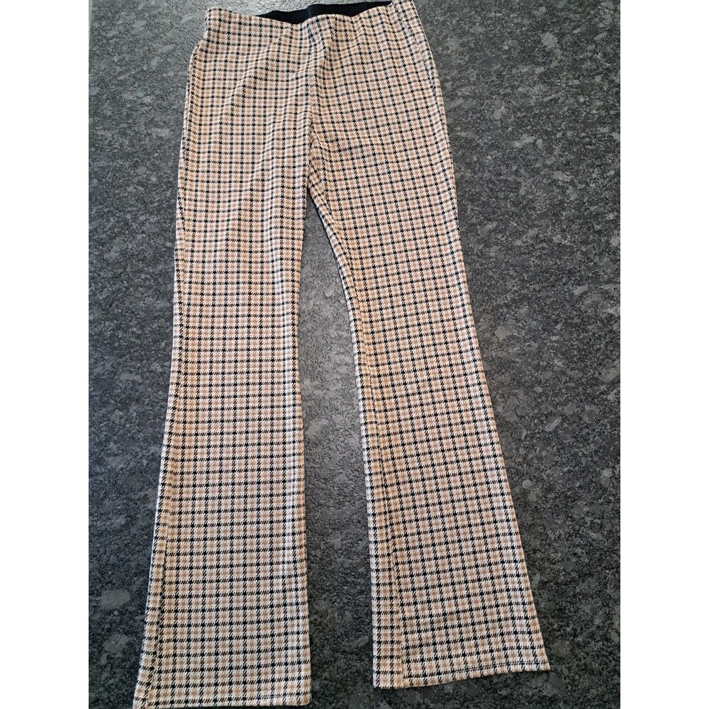 American Eagle Stretch Pants Brown Black Cream Houndstooth Womens Size M Long